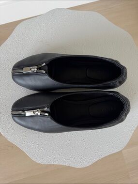 Simkhai Eden Black Zipper Leather Flats